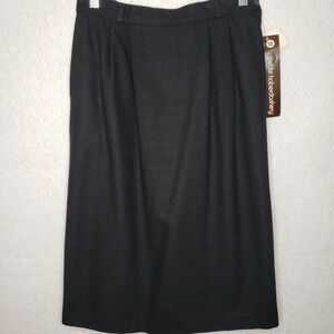 Vintage Haberdashery Leslie Fay Black Wool Blend Skirt Size 12 Petite NOS